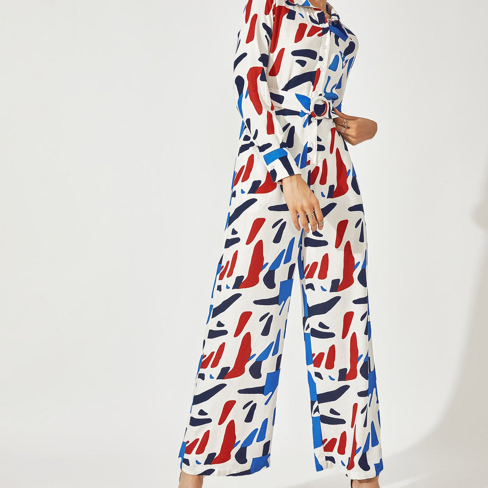 
                      
                        Abstract Print Belted Jumpsuit
                      
                    