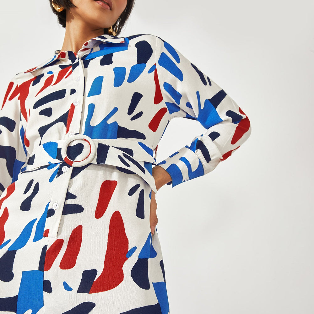 
                      
                        Abstract Print Belted Jumpsuit
                      
                    