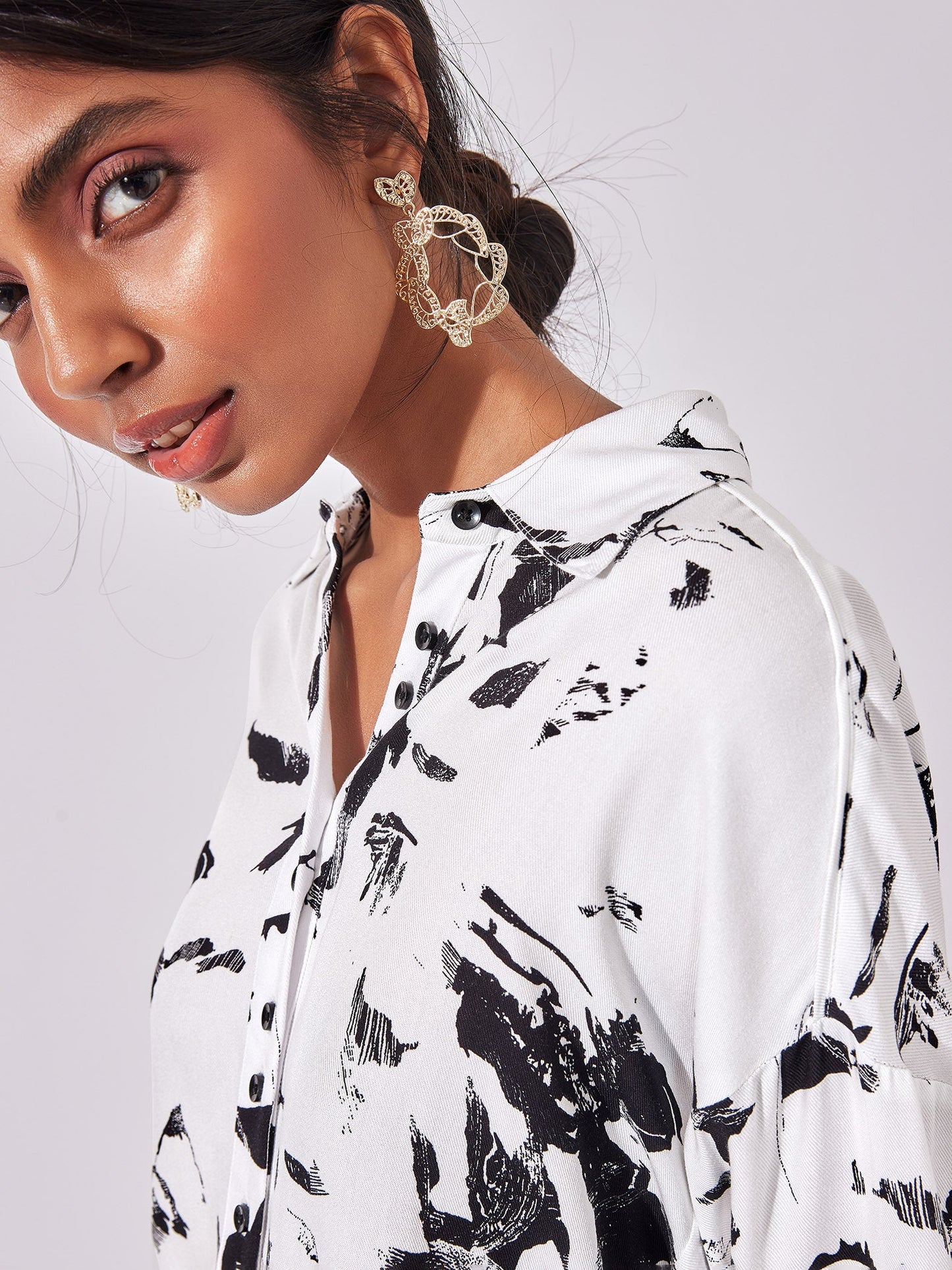 Abstract Print Oversized Shirt