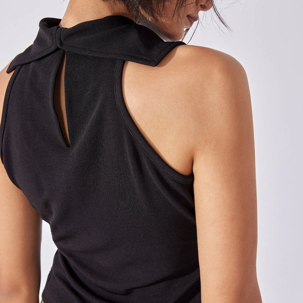 Black Halter Collared Tank