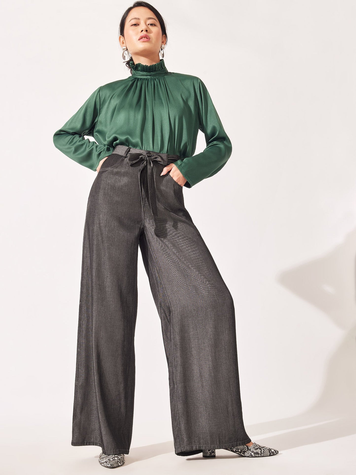 Charcoal Belted Pants