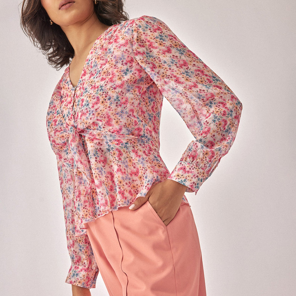 Floral Chiffon Peplum Top