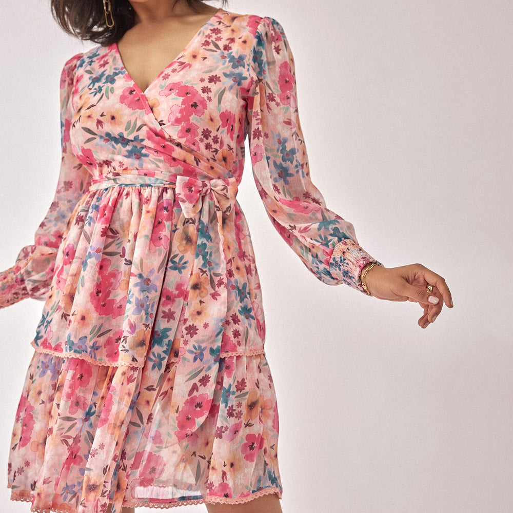 Floral Chiffon Tiered Dress