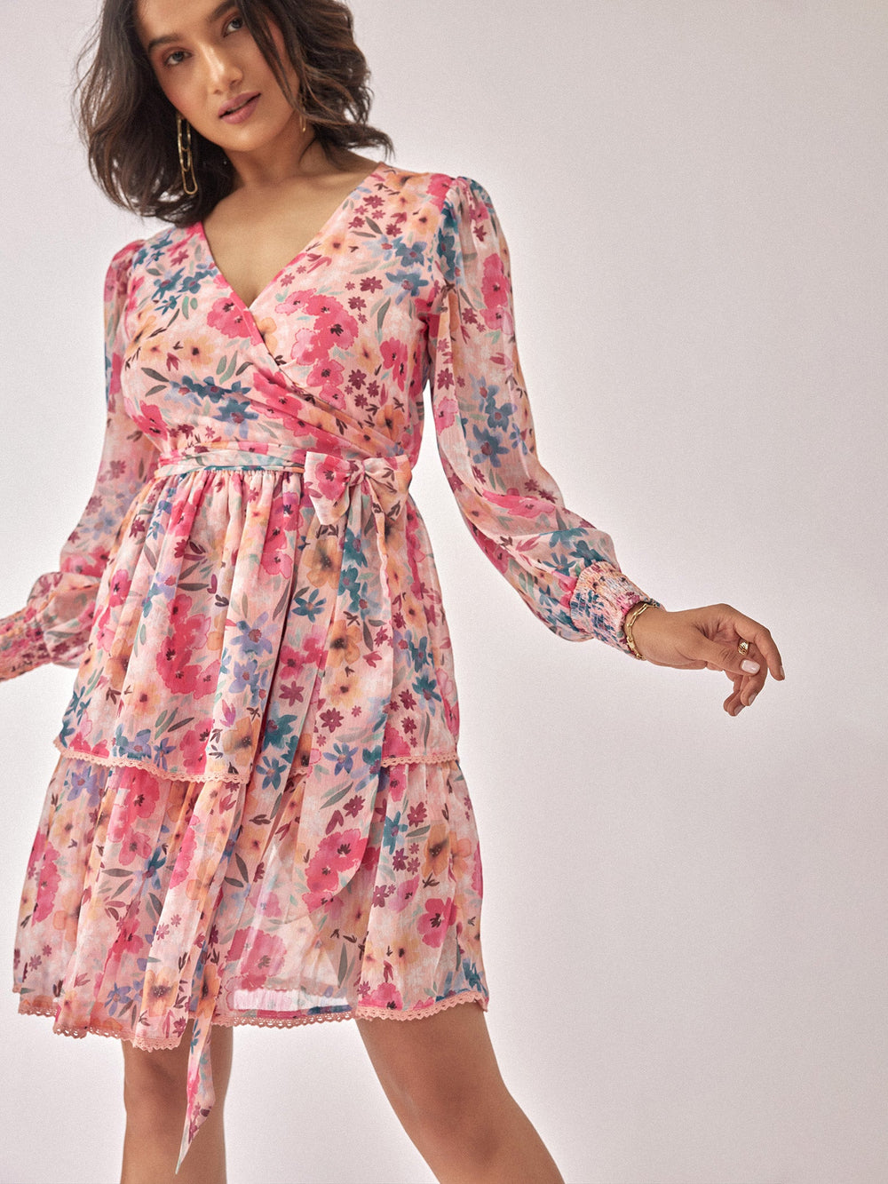 Floral Chiffon Tiered Dress