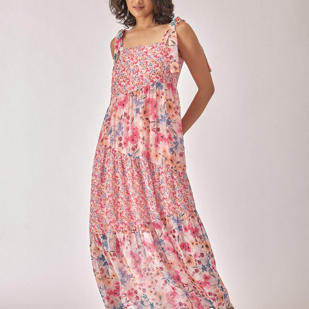 Floral Chiffon Tiered Maxi