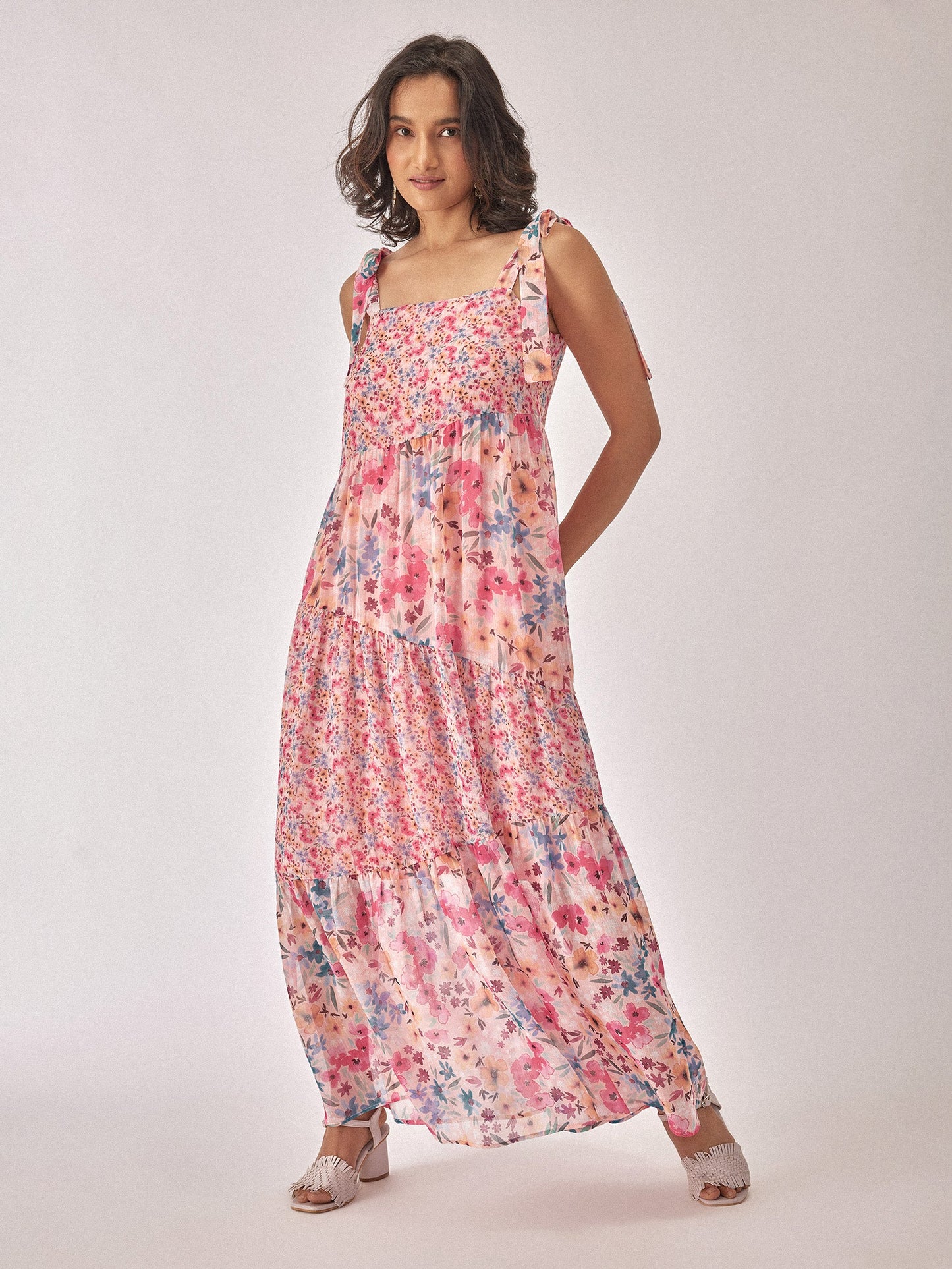 Floral Chiffon Tiered Maxi