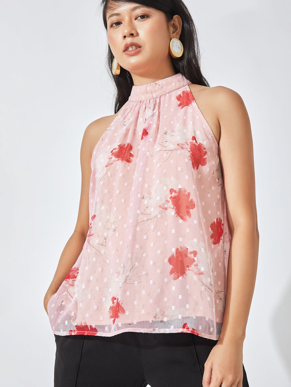 Floral Halter Neck Blouse