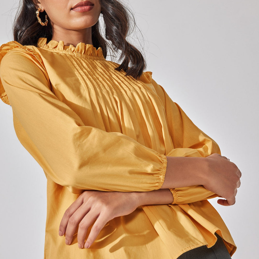 Honey Pintuck Ruffled Blouse