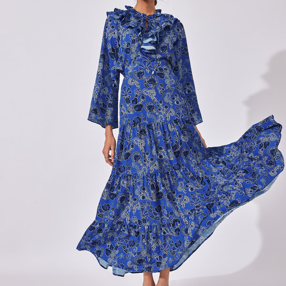 Lapis Floral Tiered Maxi Skirt