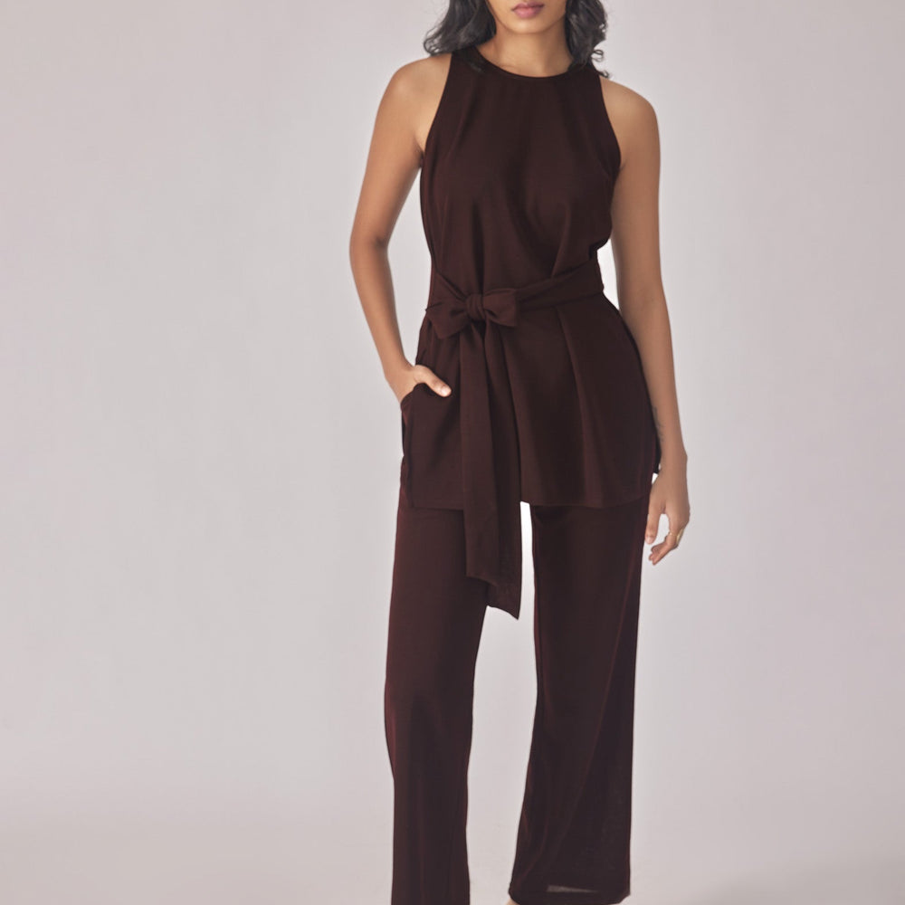 Merlot Knit Front Tie Top