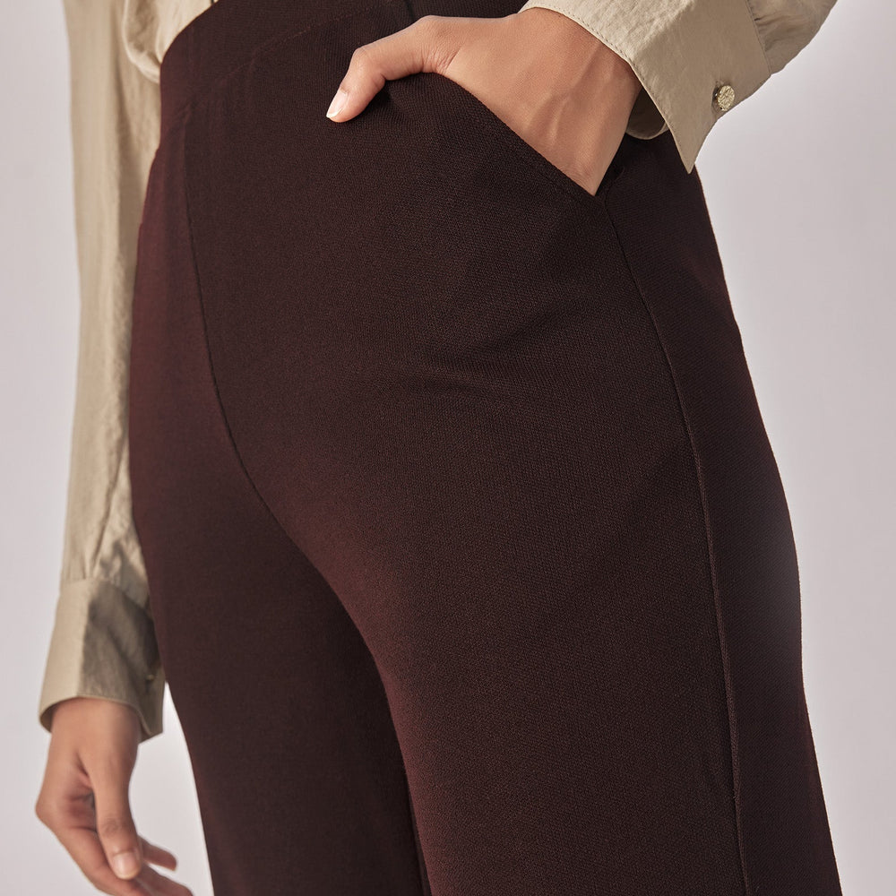 Merlot Knit High Waisted Pants