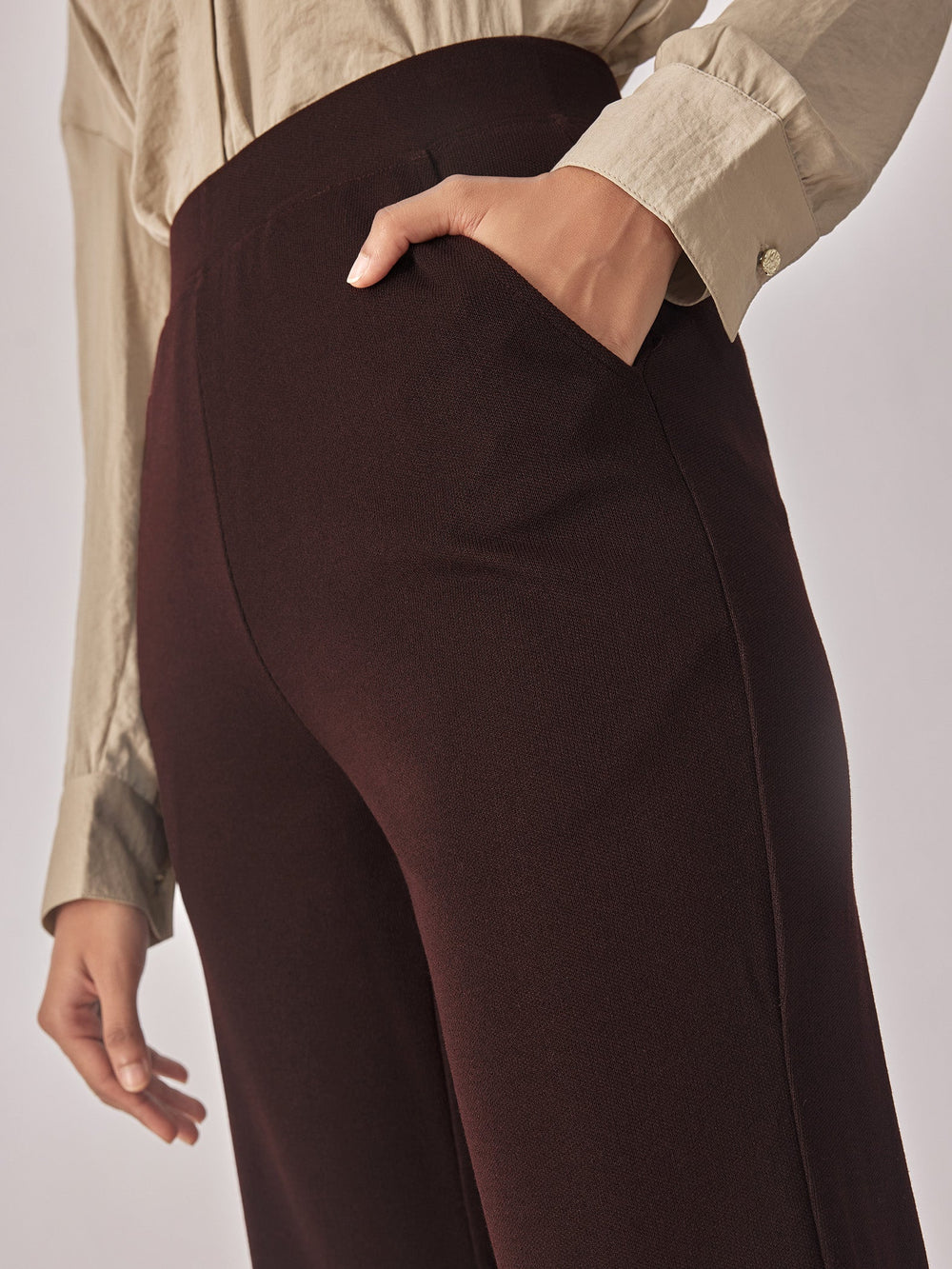 Merlot Knit High Waisted Pants