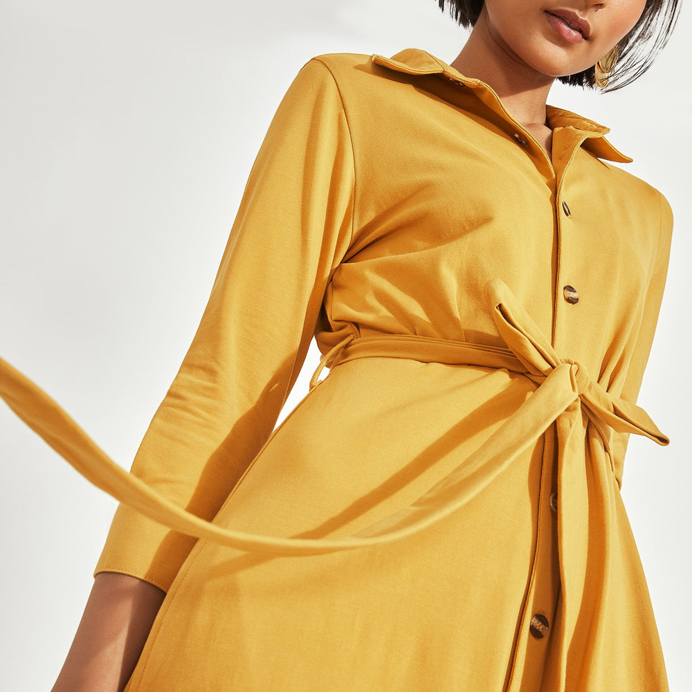 Mustard Longline Shirt Dress