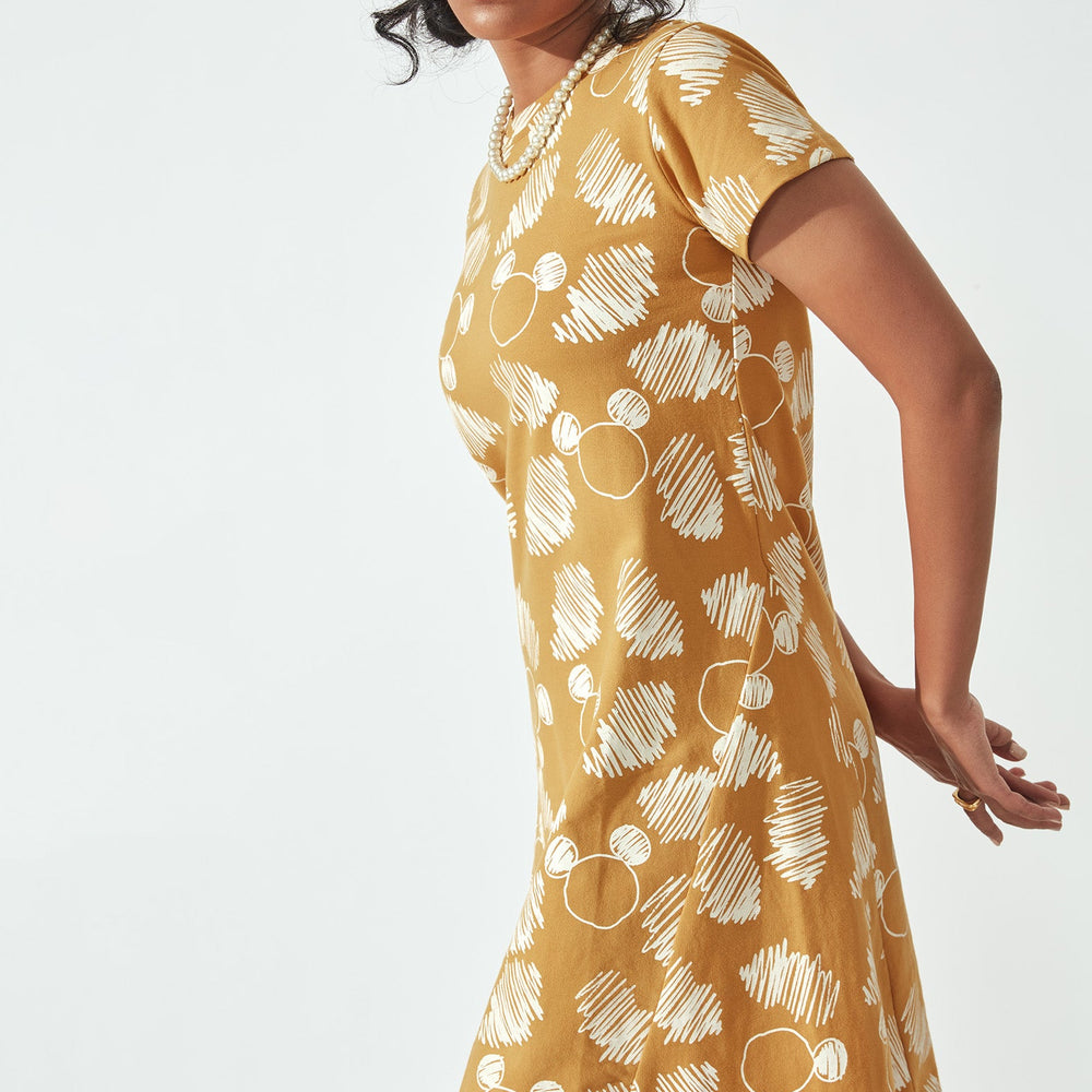 Mustard Scribbly Mickey Dress by Disney