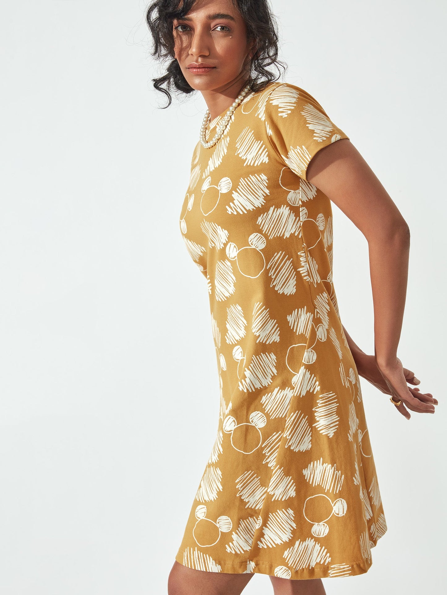 Mustard Scribbly Mickey Dress by Disney