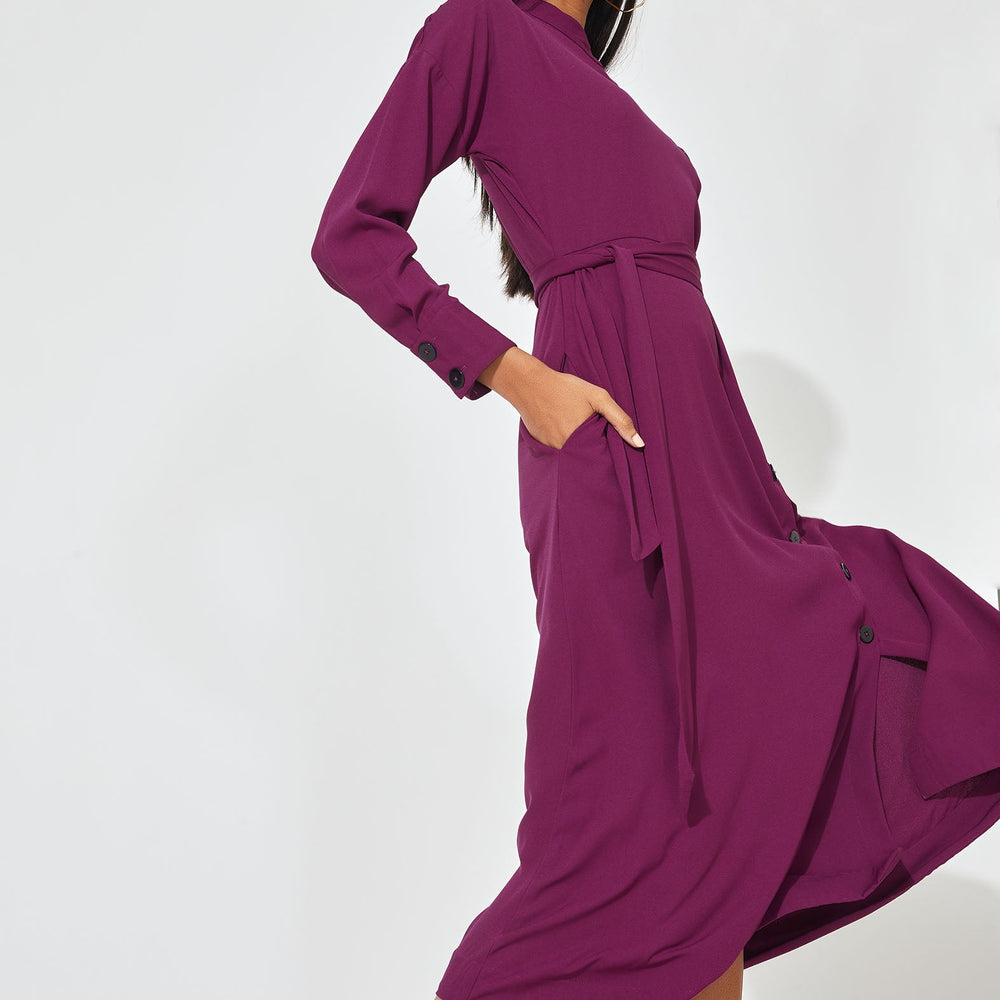 Orchid Button Midi Dress