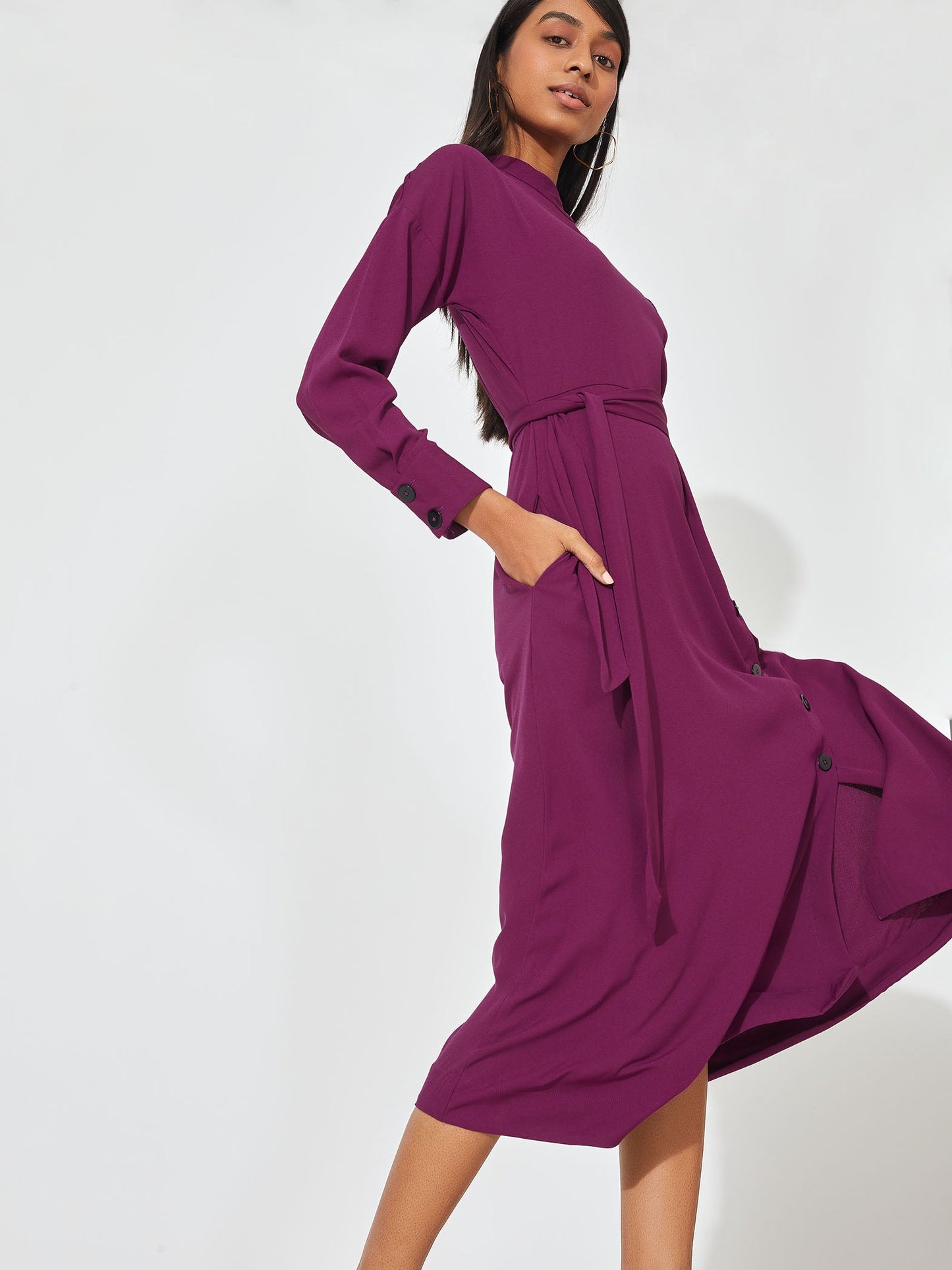 Orchid Button Midi Dress