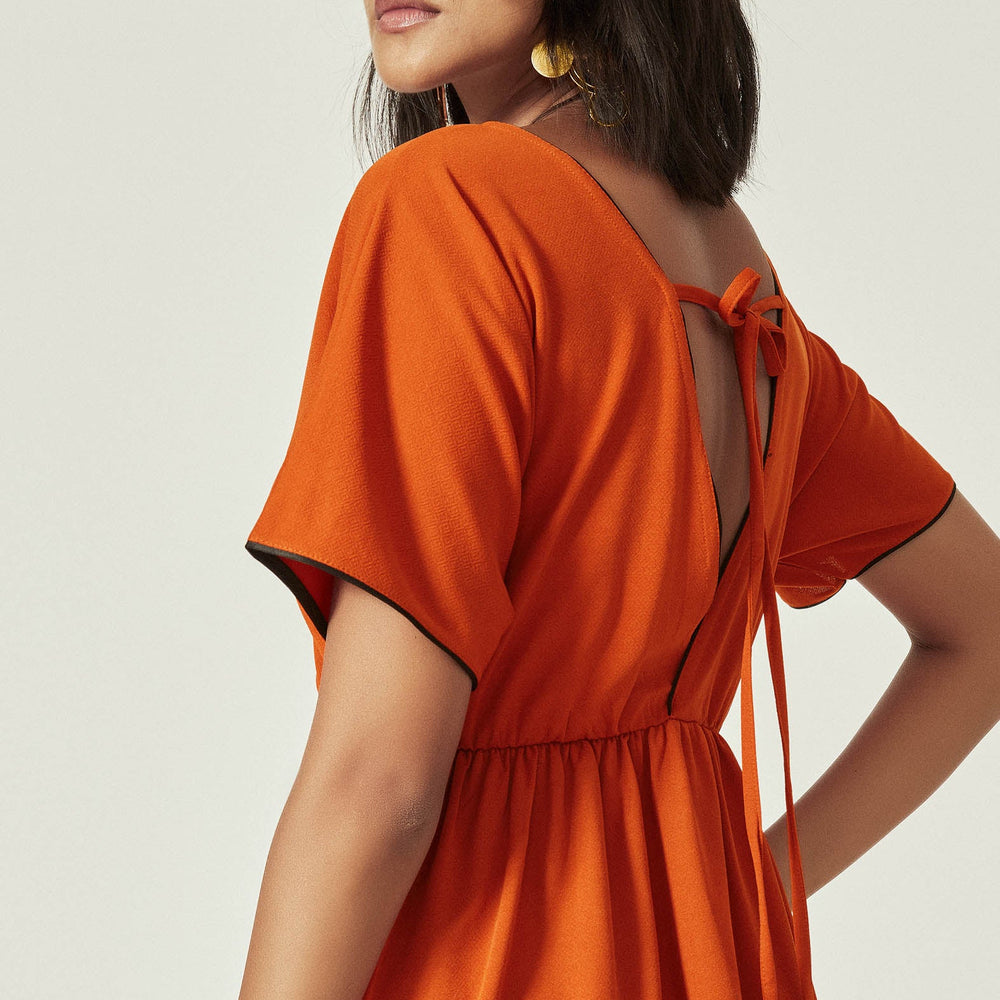 Rust Textured Overlap Dress