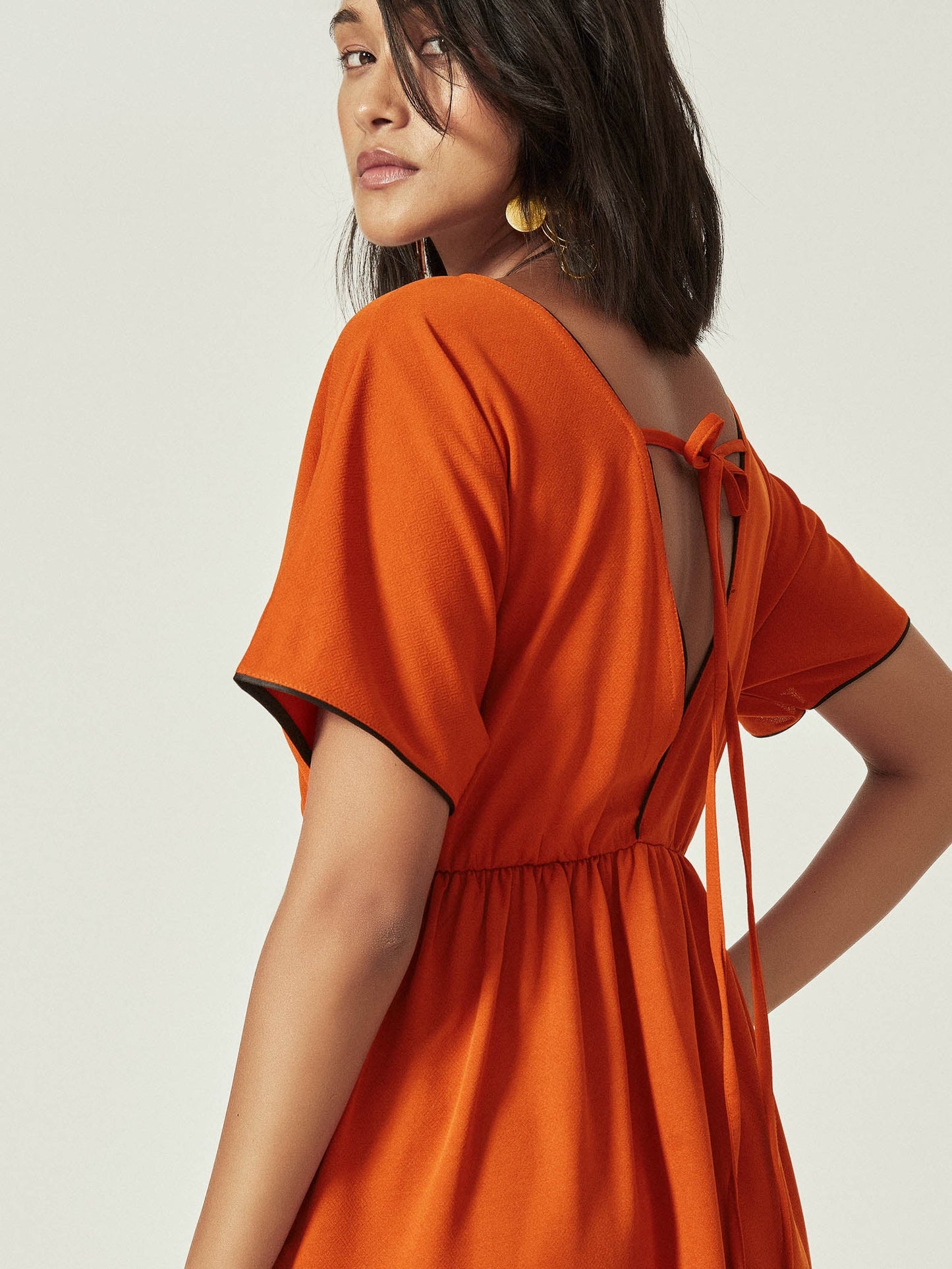 Rust Textured Overlap Dress