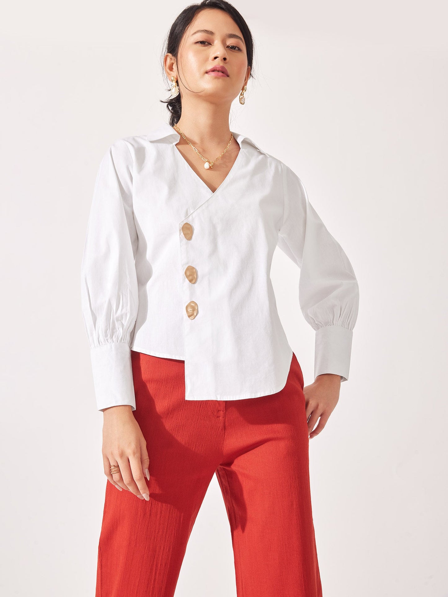 White Asymmetric Hem Top