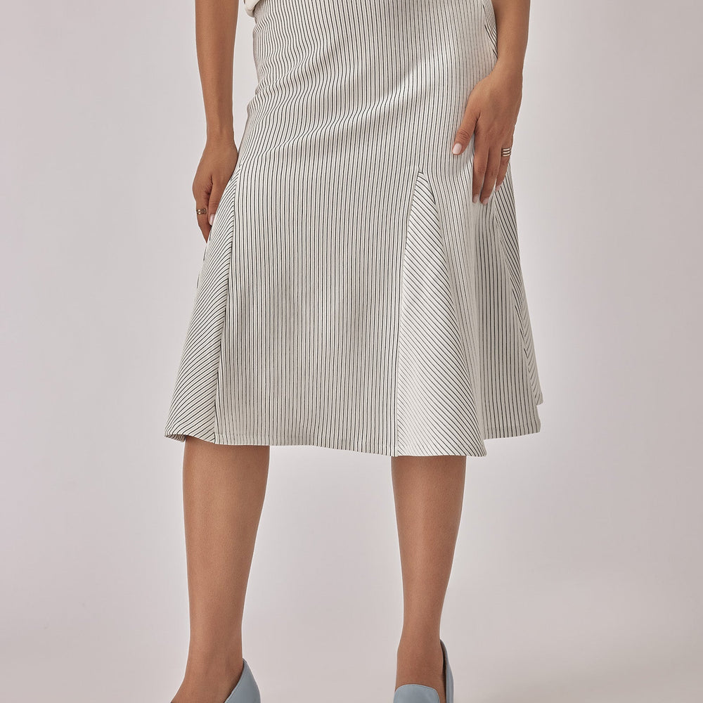 White Godet Panel Skirt