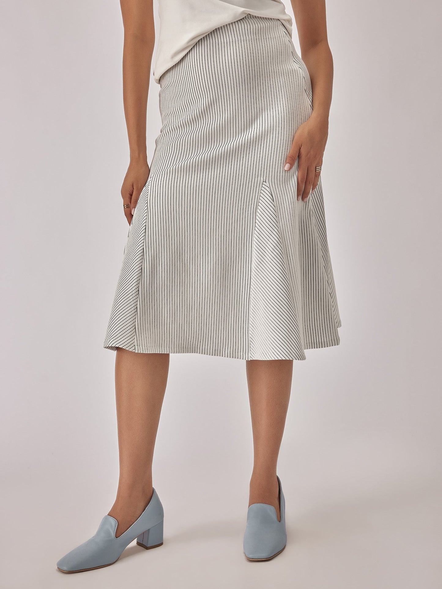 White Godet Panel Skirt