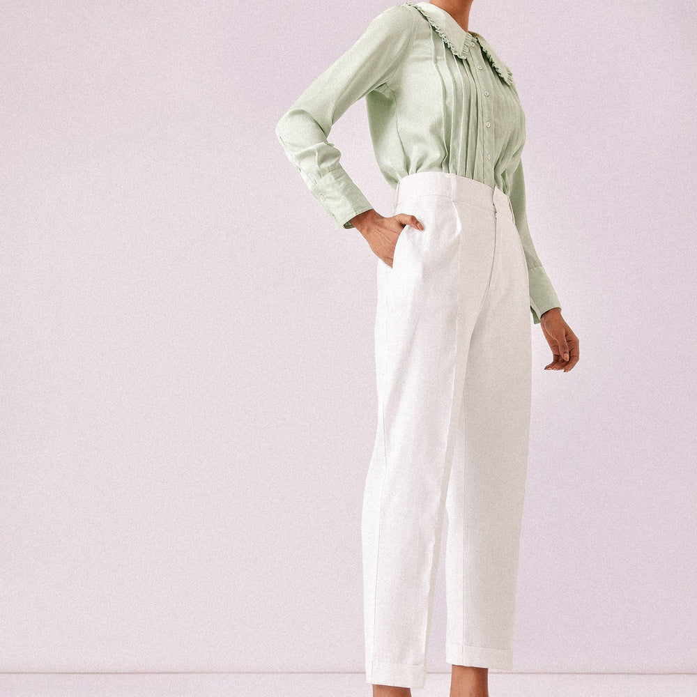 White Pleated Trousers