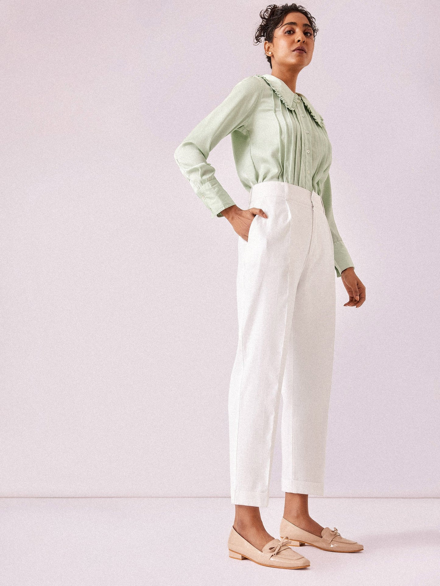 White Pleated Trousers