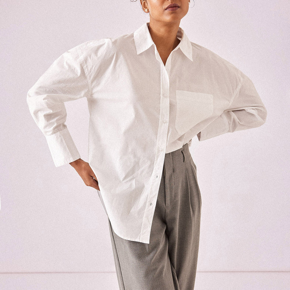 White Poplin Oversized Shirt