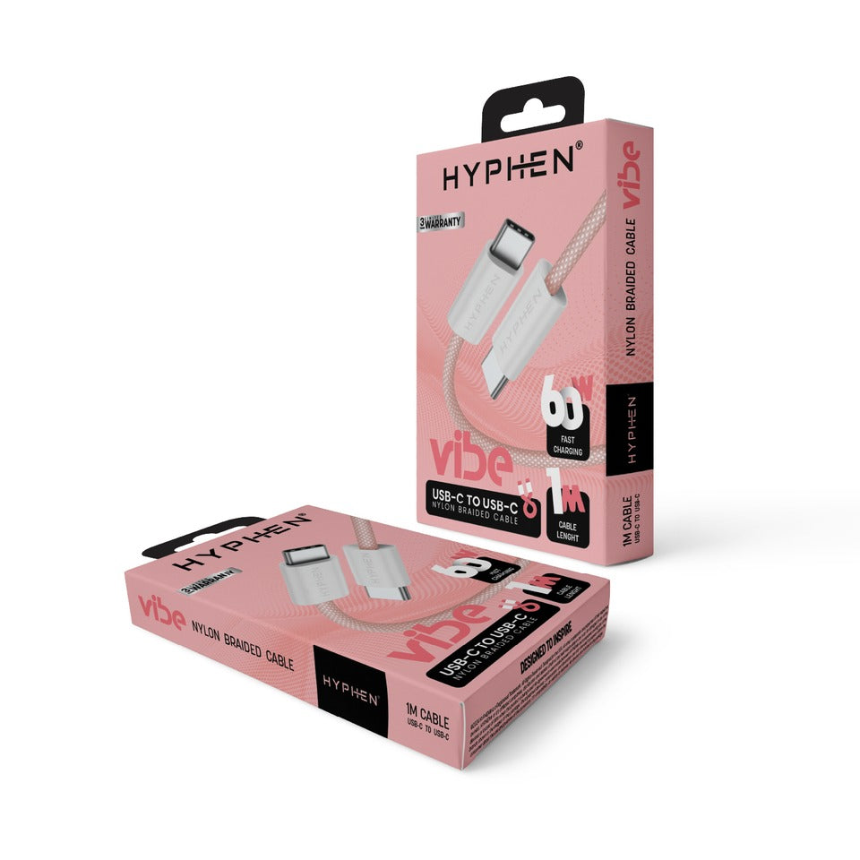 
                      
                        HYPHEN VIBE Braided Type C to C Cable - 60W - Pink - 1M
                      
                    