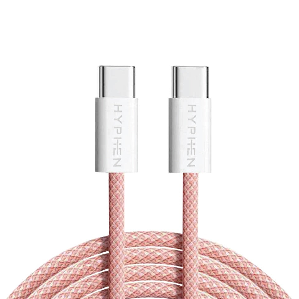 HYPHEN VIBE Braided Type C to C Cable - 60W - Pink - 1M