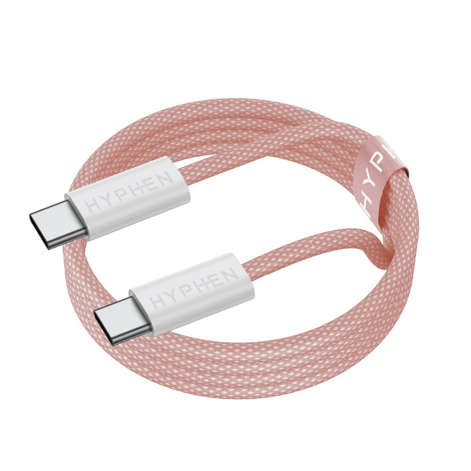 HYPHEN VIBE Braided Type C to C Cable - 60W - Pink - 1M