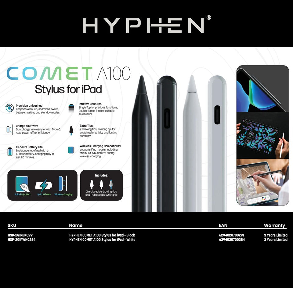 
                      
                        HYPHEN COMET A100 2nd Gen iPad Pencil - White
                      
                    